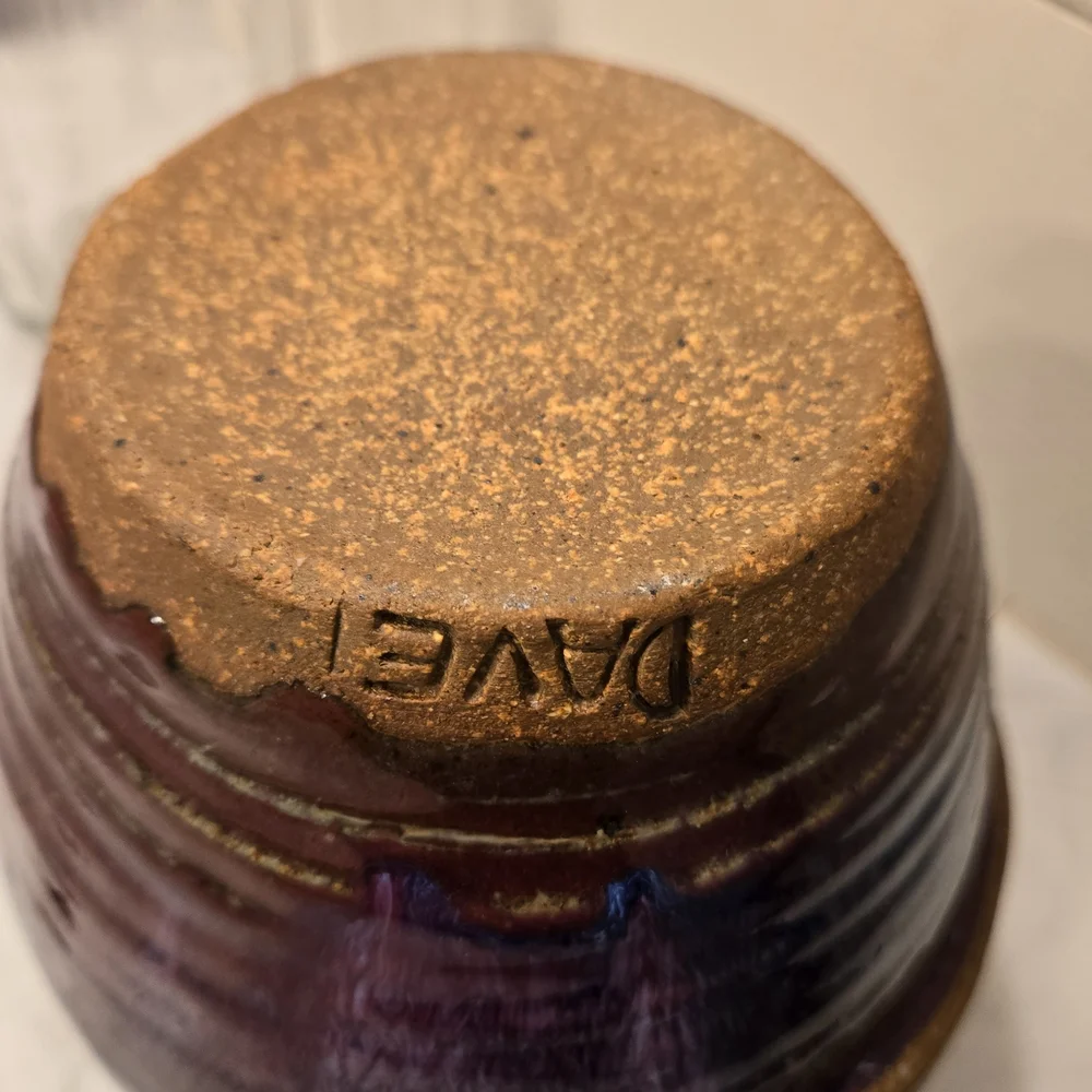 Handcrafted Studio Pottery Ceramic Vase - Blue, Brown and Purple